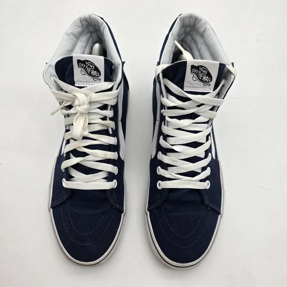 Vans Off The Wall Sk8-Hi Canvas Sneakers Navy/white Men 9 Women 10.5 Very Good